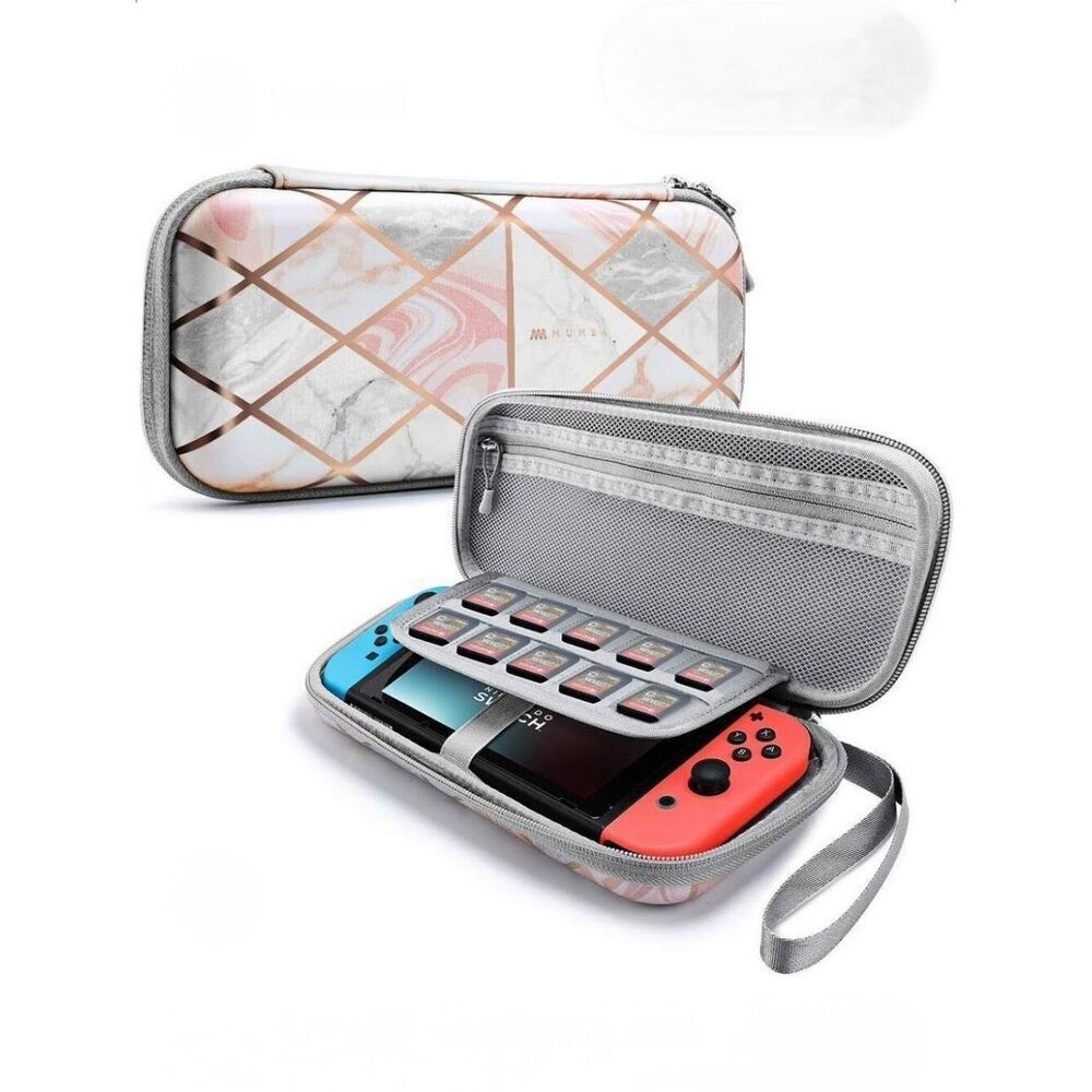 Mumba Carrying Case for Nintendo Switch Pink Marble Geometric